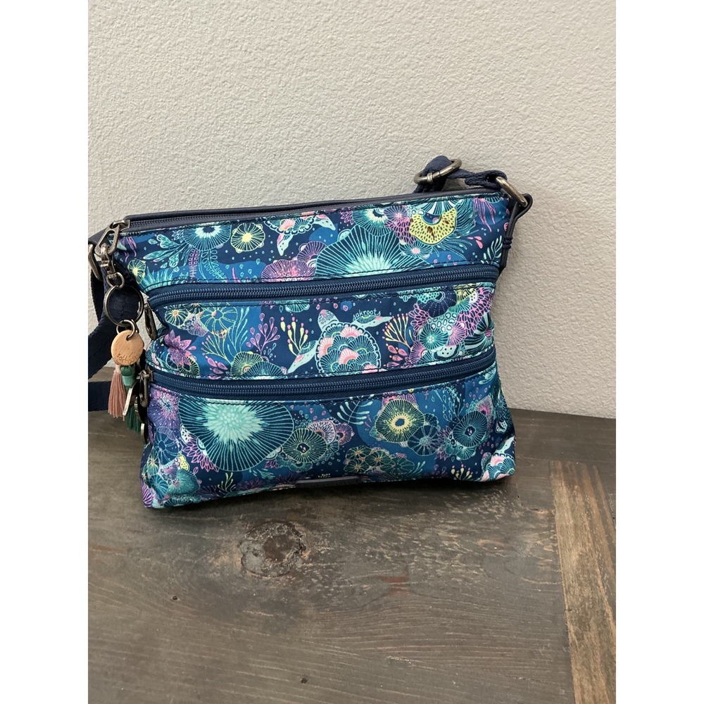 Sakroots Royal Blue Seascape Crossbody Bag Eco Twill Sea Turtle Coral Purse